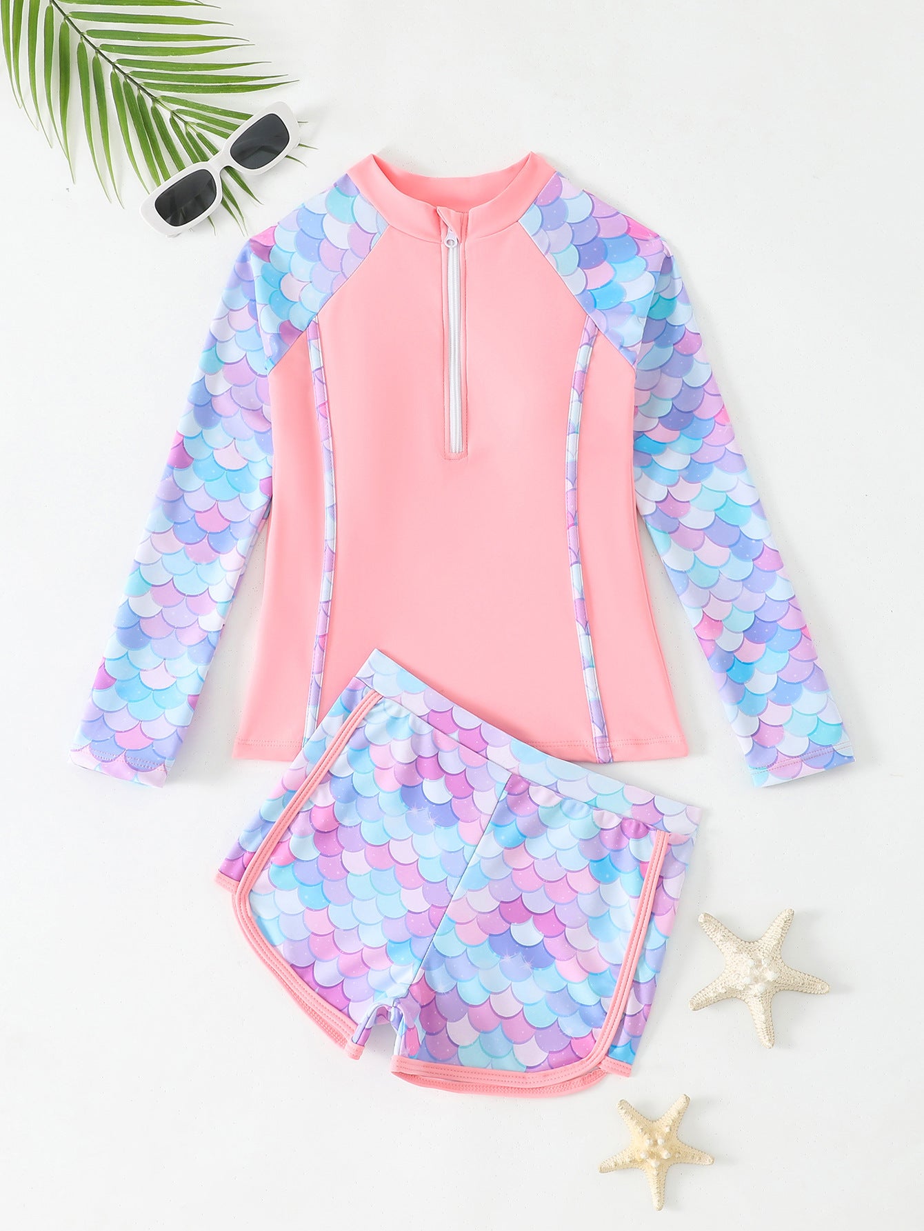 Boxer & Zipper Swimsuit With Chest Pad