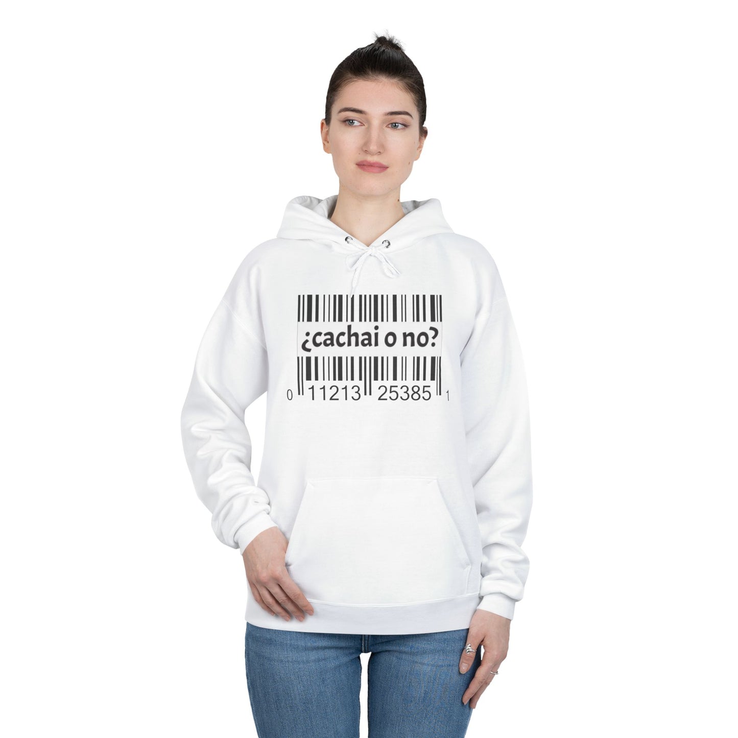 Unisex Hoodie with Barcode Design - Eco-Friendly
