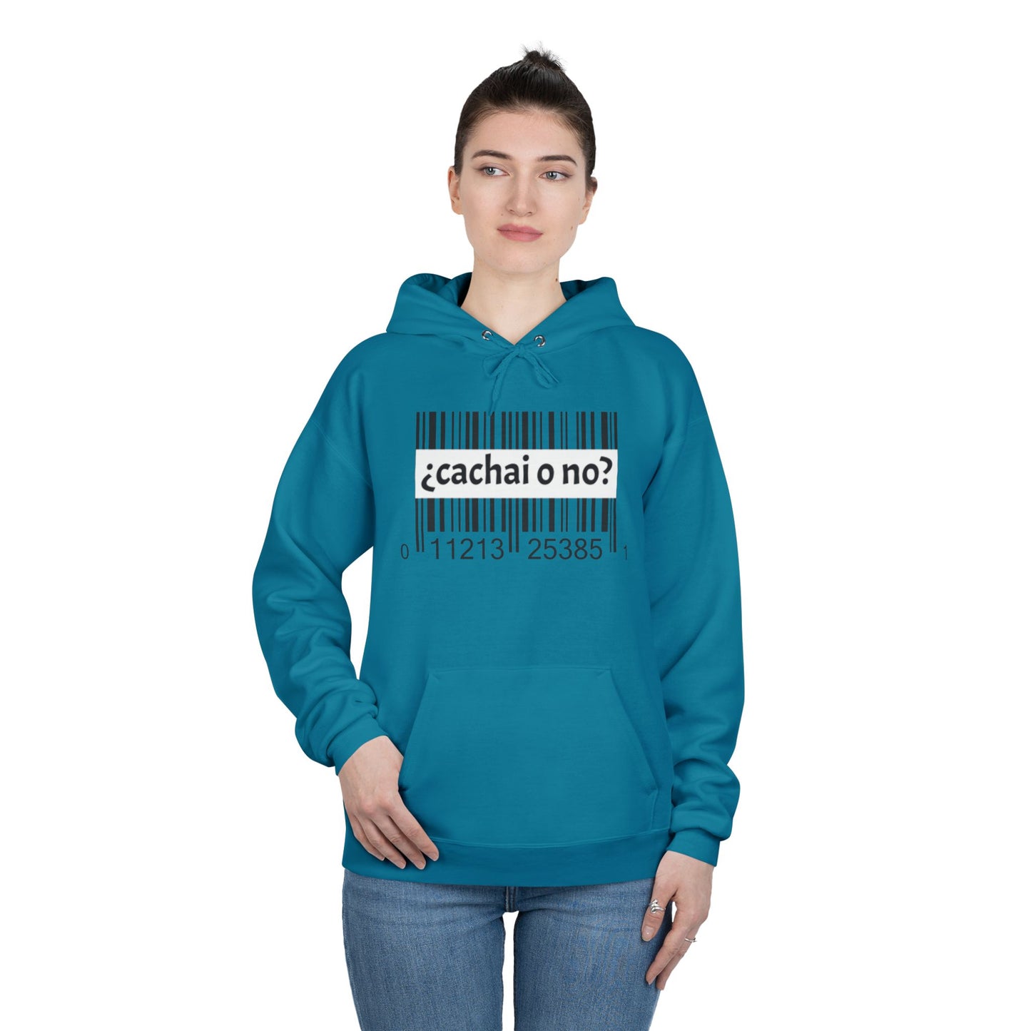 Unisex Hoodie with Barcode Design - Eco-Friendly