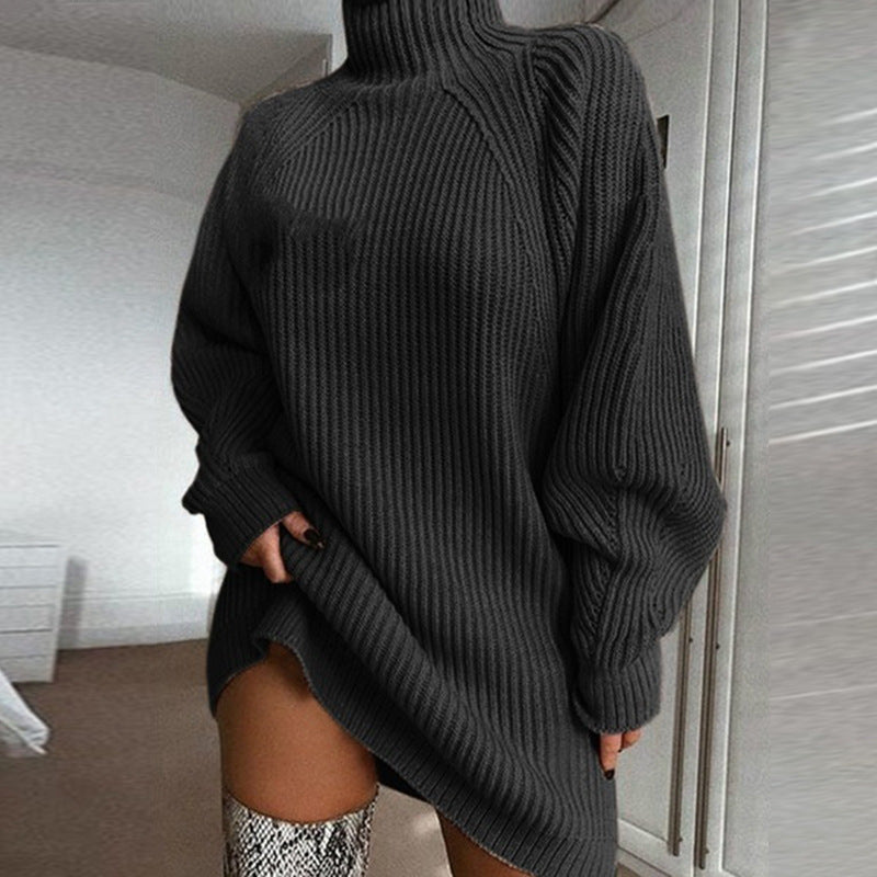 Turtleneck Long Sweater - Women Winter Dress