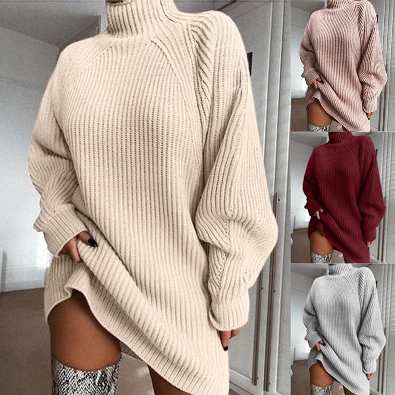 Turtleneck Long Sweater - Women Winter Dress