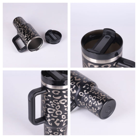 40 Oz Insulated Tumbler With Handle, Straw & Lid