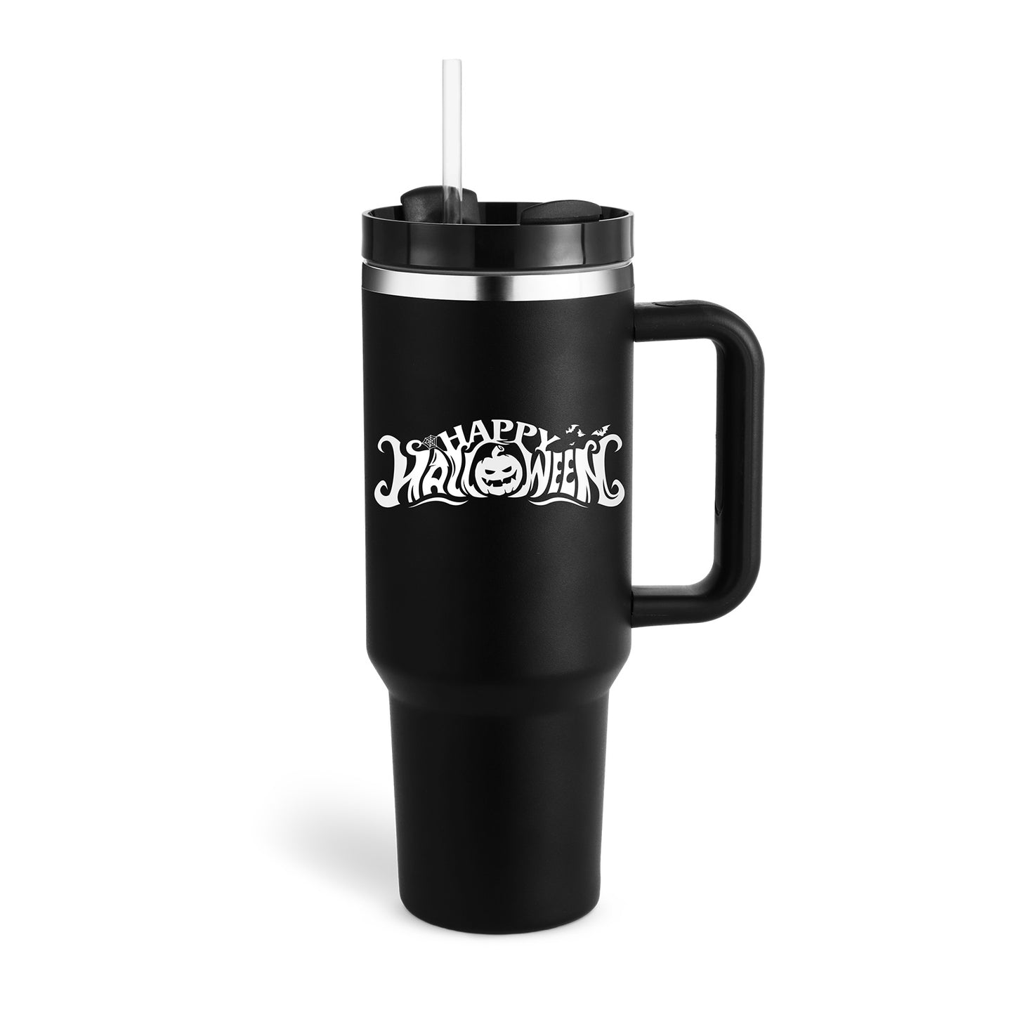 40 Oz Insulated Tumbler With Handle, Straw & Lid