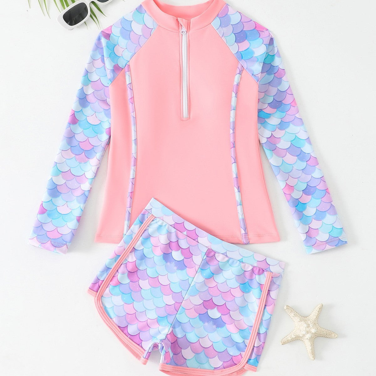 Boxer & Zipper Swimsuit With Chest Pad