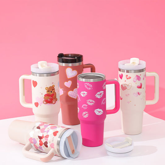 40 Oz Insulated Tumbler With Handle, Straw & Lid