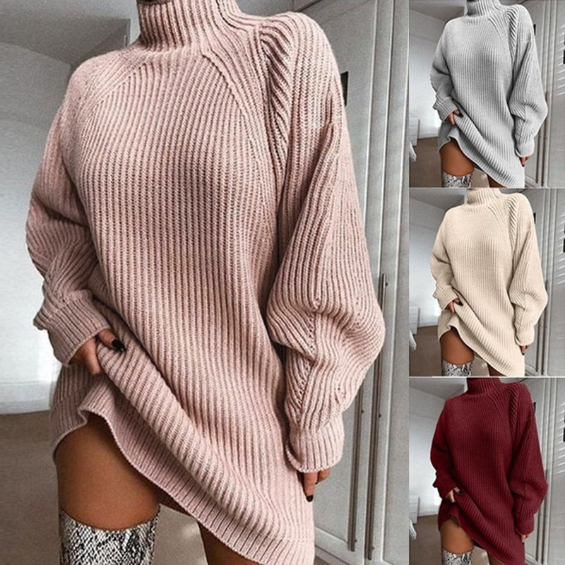 Turtleneck Long Sweater - Women Winter Dress