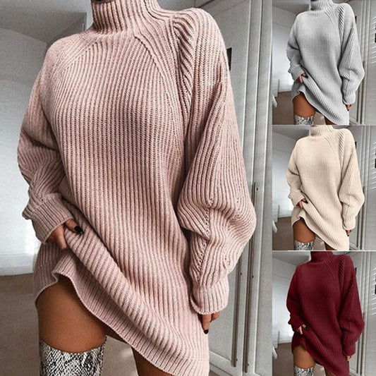 Turtleneck Long Sweater - Women Winter Dress