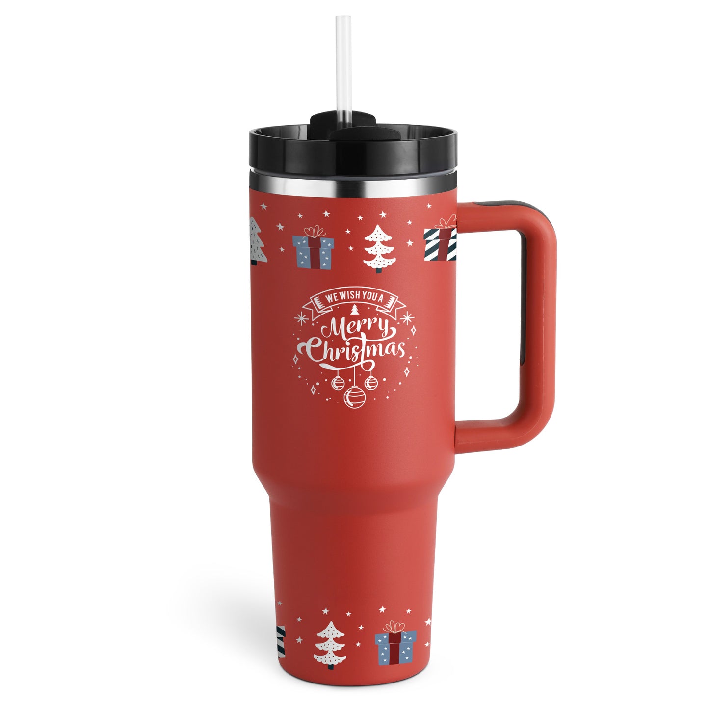 40 Oz Insulated Tumbler With Handle, Straw & Lid