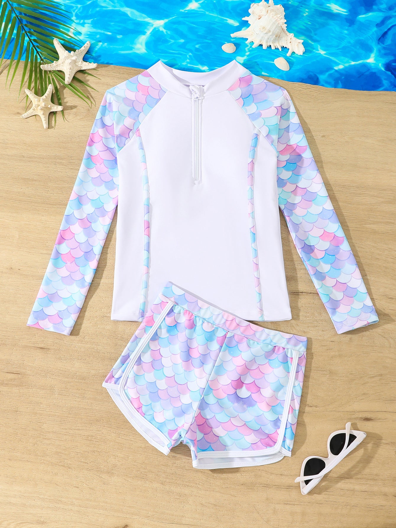 Boxer & Zipper Swimsuit With Chest Pad