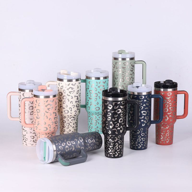 40 Oz Insulated Tumbler With Handle, Straw & Lid