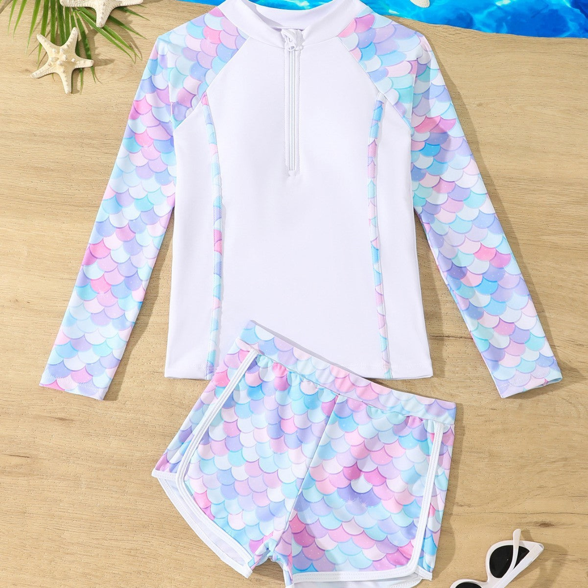 Boxer & Zipper Swimsuit With Chest Pad